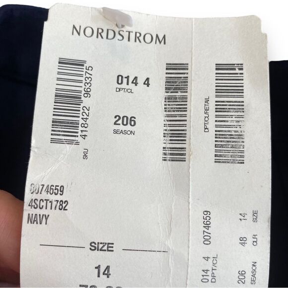 Nordstrom Classiques Entier 14 Pleat Front Straight Leg Dress Pant Navy Blue New - Picture 3 of 6